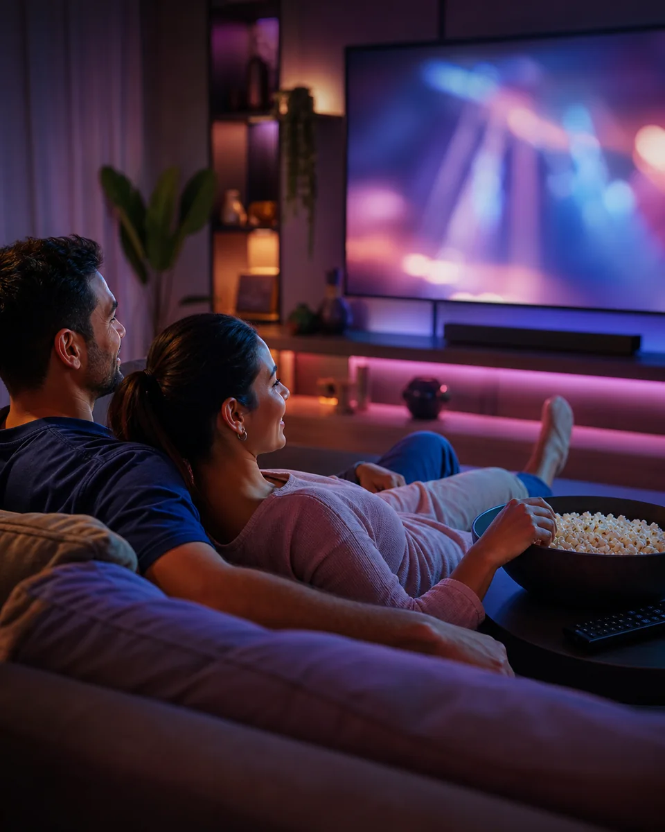Casal assistindo séries